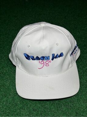 Beach Jam 90s Music Hip Hop Vintage White Snapback Cap Hat